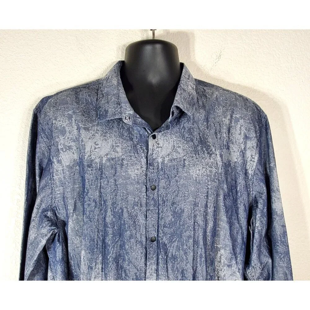 Calvin Klein Men's Slim-Fit Jacquard Shirt XXL Dusty Blue - Picture 9 of 13